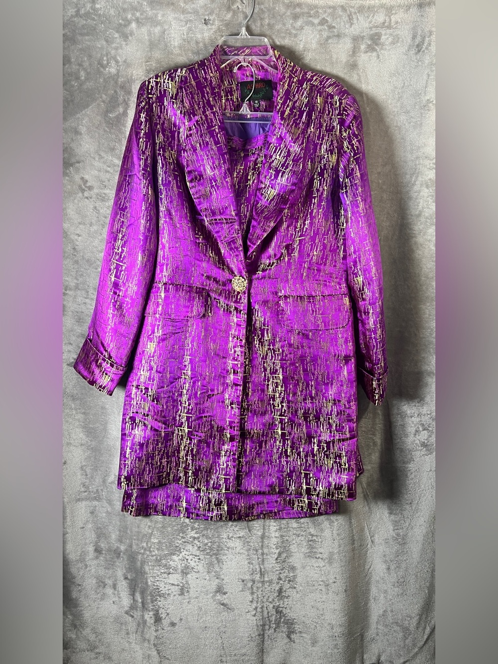 Ashro Purple Blazer with Gold Metallic Texture